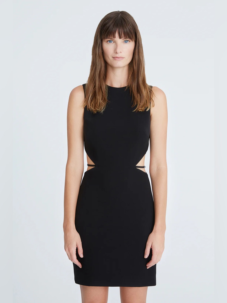 Nwt Halston Heritage Brynn Crepe Black Cutout Mini Dress Size 8 Fits Like 6 90s